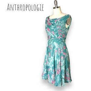 Anthropologie by Odille Flowing 100% Silk Floral Dress, size 0 EUC stunning! 🤩